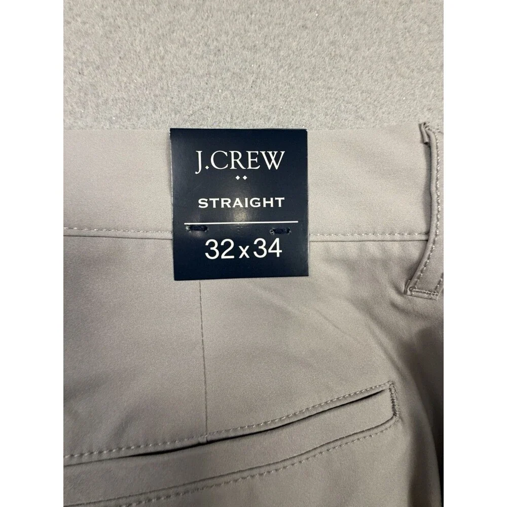 J.Crew Flex Tech Straight Fit Pants Gray Flat Front Slash Pockets 32